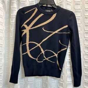 Ralph Lauren Navy and Gold Patterned Sweater